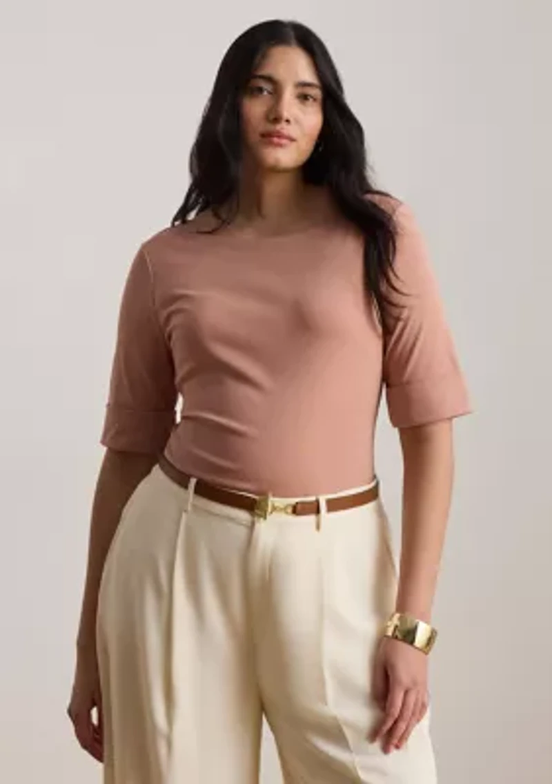 Stretch Cotton Boatneck Tee
