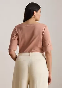 Stretch Cotton Boatneck Tee