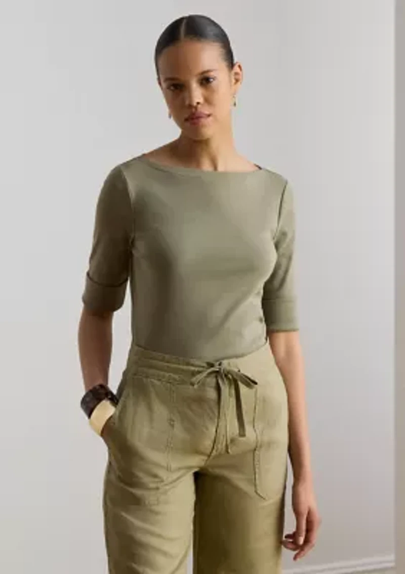 Women's Stretch Cotton Boatneck T-Shirt