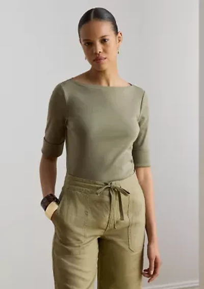 Women's Stretch Cotton Boatneck T-Shirt
