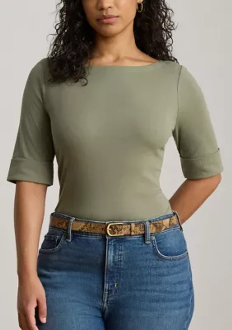 Women's Stretch Cotton Boatneck T-Shirt