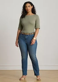 Women's Stretch Cotton Boatneck T-Shirt