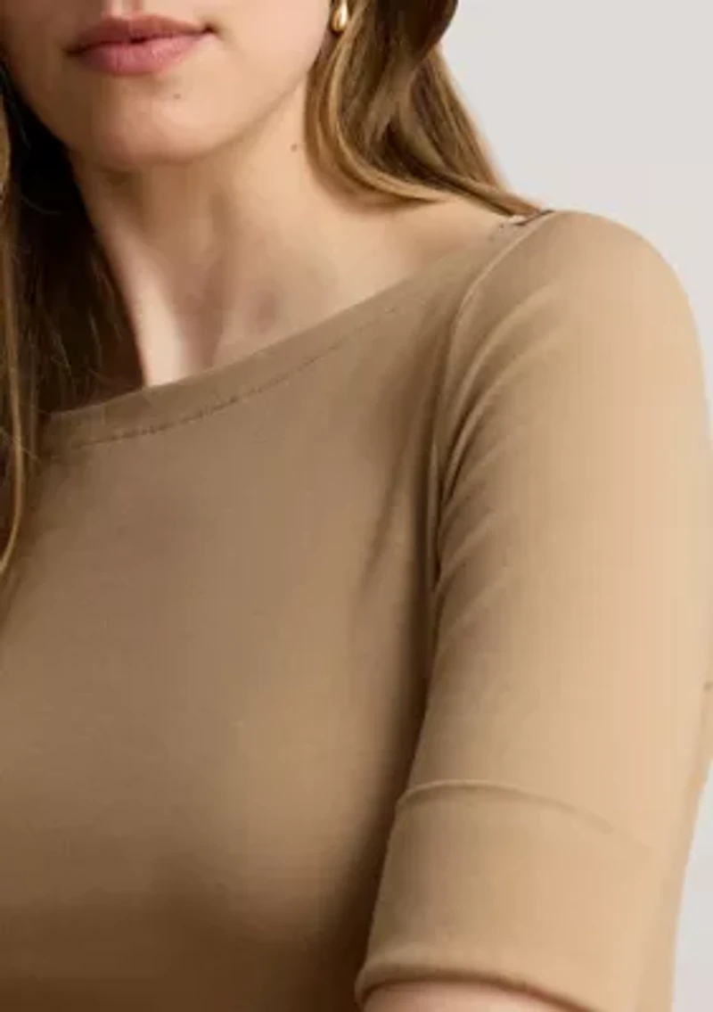 Stretch Cotton Boatneck Shirt