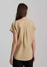 Relaxed Fit Linen Short-Sleeve Shirt