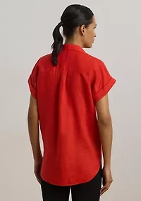 Relaxed Fit Linen Short Sleeve Shirt