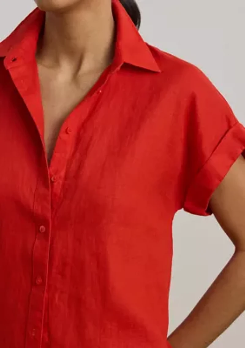 Relaxed Fit Linen Short Sleeve Shirt