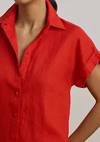 Relaxed Fit Linen Short Sleeve Shirt