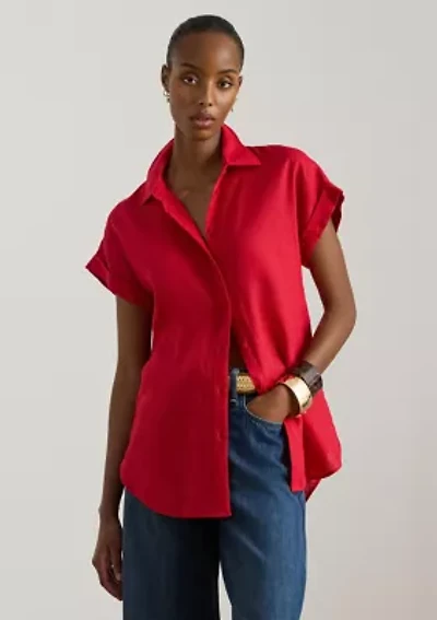 Women's Relaxed Fit Linen Short Sleeve Shirt