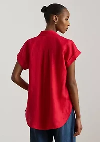Women's Relaxed Fit Linen Short Sleeve Shirt