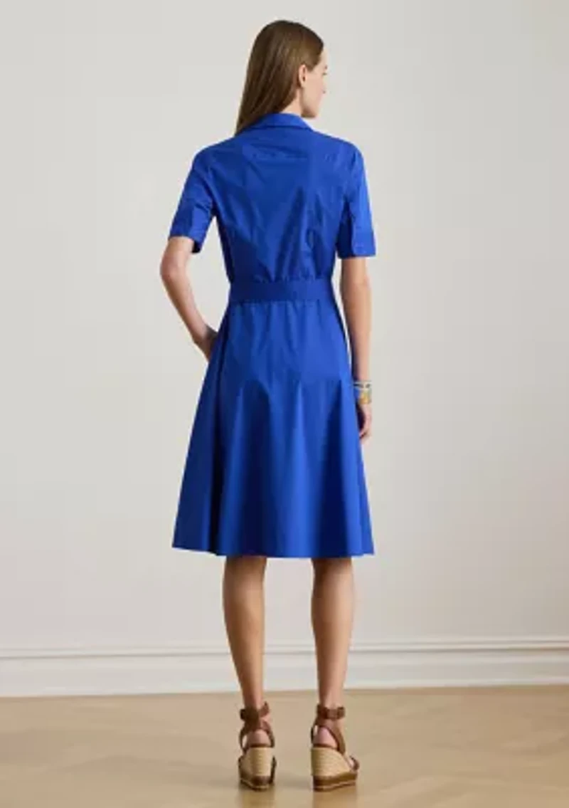 Women's Belted Cotton-Blend Shirtdress