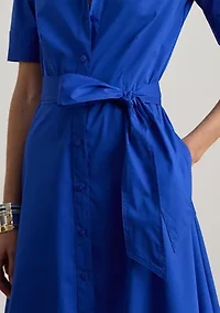 Women's Belted Cotton-Blend Shirtdress