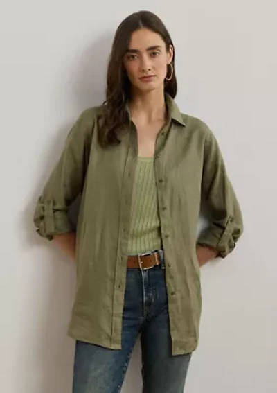 Roll Tab Sleeve Linen Shirt