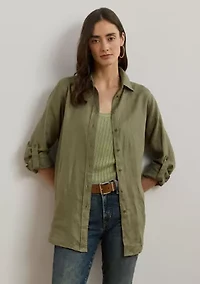 Roll Tab Sleeve Linen Shirt