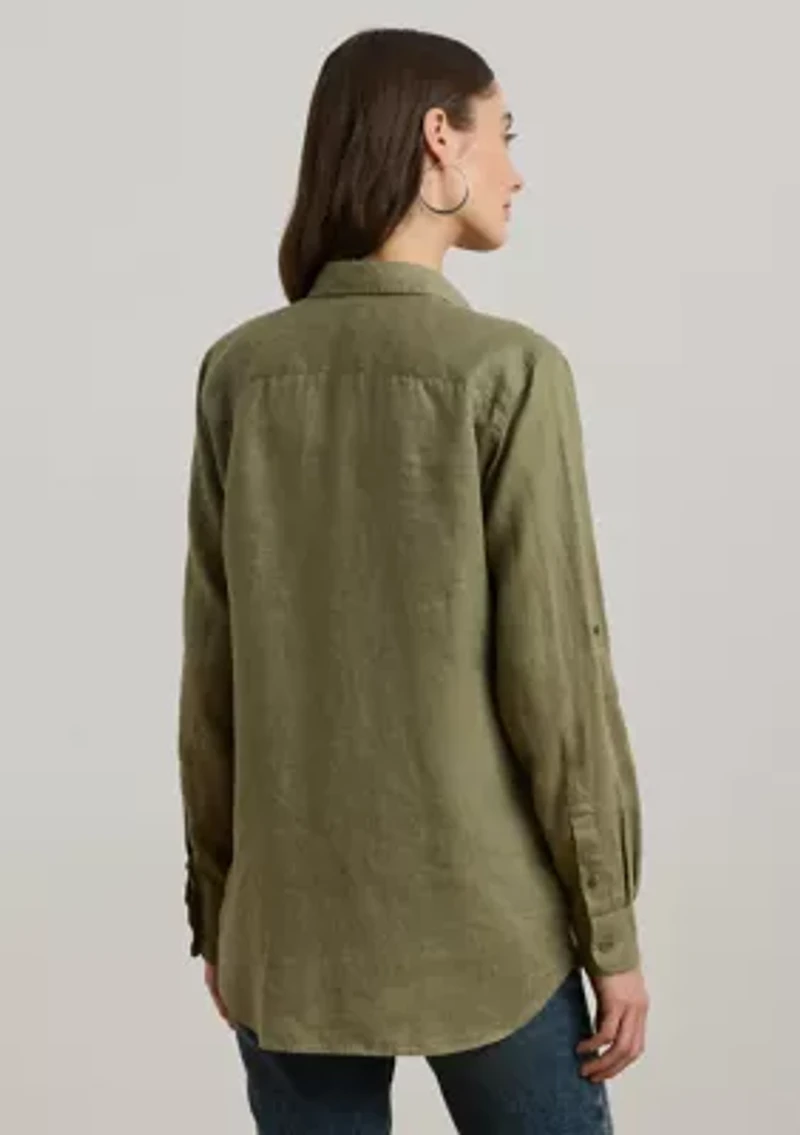 Roll Tab Sleeve Linen Shirt