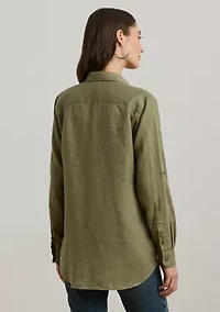Roll Tab Sleeve Linen Shirt