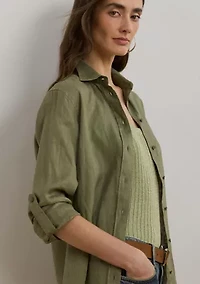 Roll Tab Sleeve Linen Shirt