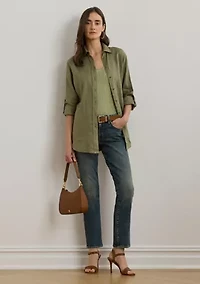 Roll Tab Sleeve Linen Shirt