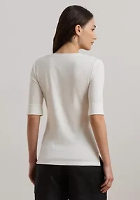 Women's Stretch Cotton Elbow-Sleeve V-Neck T-Shirt
