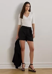 Women's Stretch Cotton Elbow-Sleeve V-Neck T-Shirt