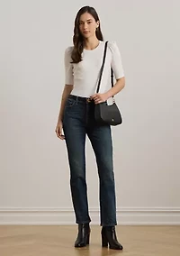 Cotton Blend Rib Knit Puff Sleeve T-Shirt