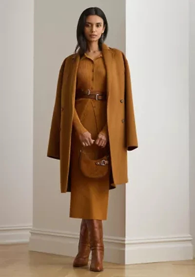 Rib-Knit Long-Sleeve Polo Cardigan