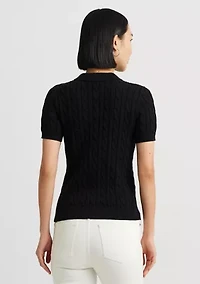 Cable Knit Cotton Polo Sweater