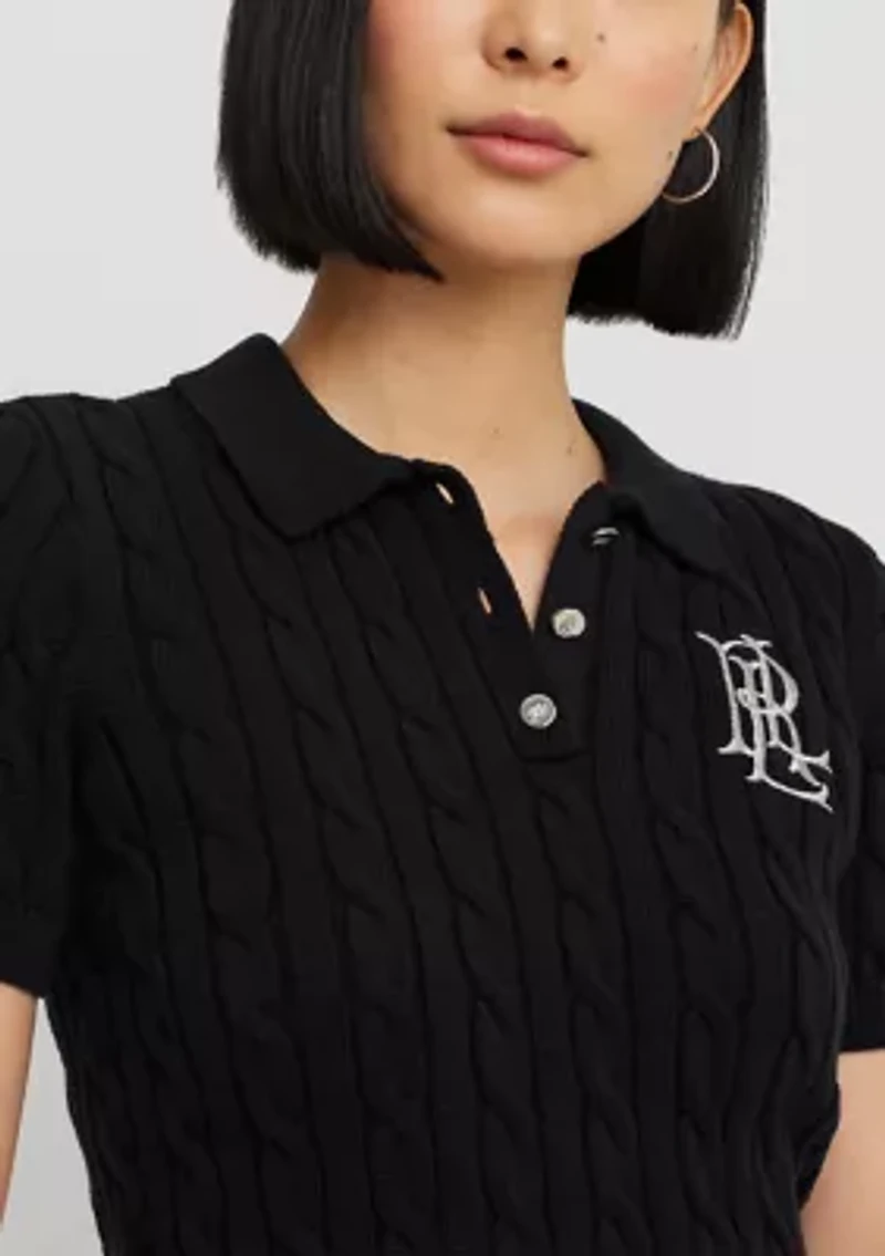 Cable Knit Cotton Polo Sweater