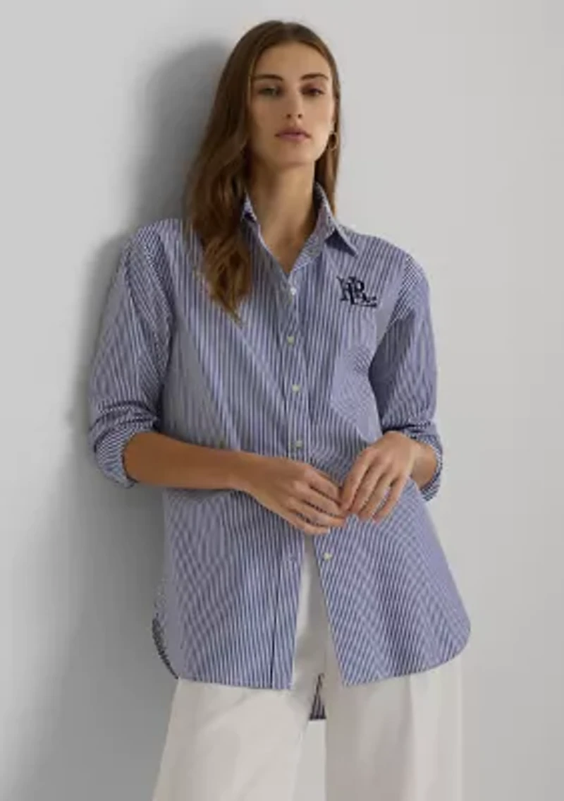 Relaxed Fit Striped Stretch Cotton Shirt