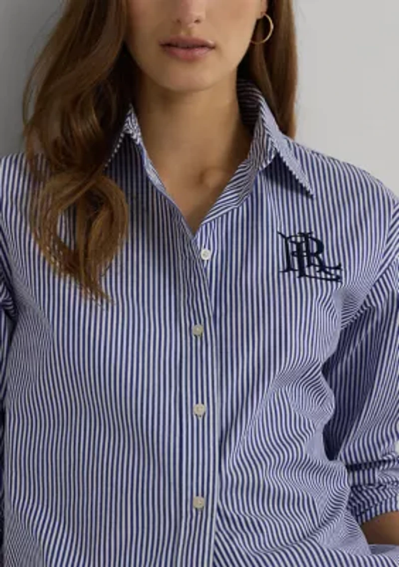 Relaxed Fit Striped Stretch Cotton Shirt