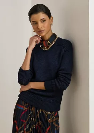 Women's Cotton-Blend Crewneck Sweater