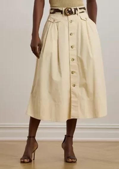 Women's Button-Front Micro-Sanded Twill Skirt