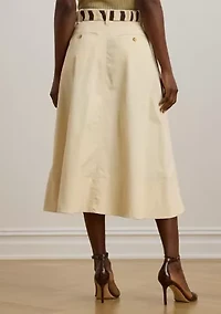 Women's Button-Front Micro-Sanded Twill Skirt