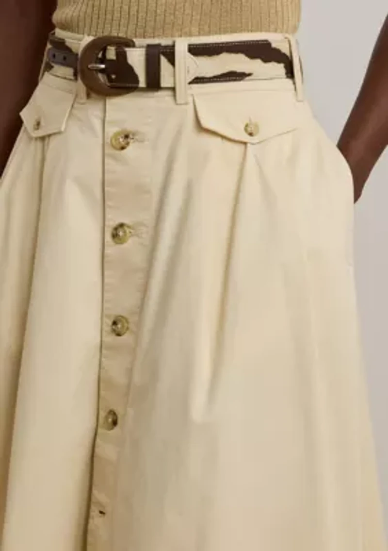 Women's Button-Front Micro-Sanded Twill Skirt