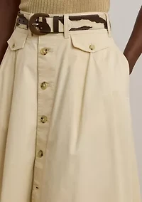 Women's Button-Front Micro-Sanded Twill Skirt