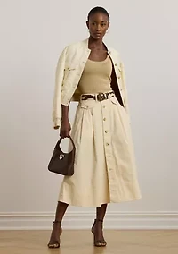 Women's Button-Front Micro-Sanded Twill Skirt