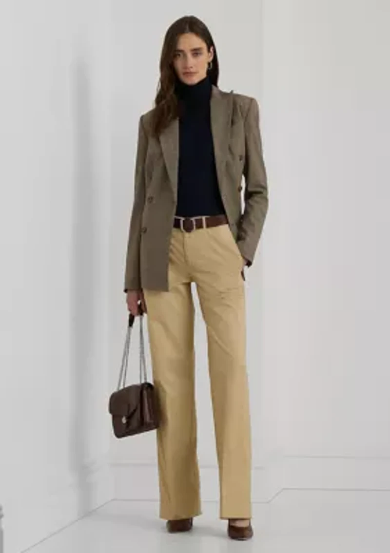 Cotton Twill High Rise Pants