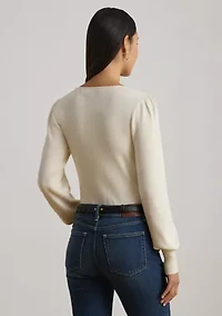 Women's Rib-Knit Puff-Sleeve Sweater