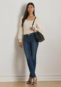 Women's Rib-Knit Puff-Sleeve Sweater