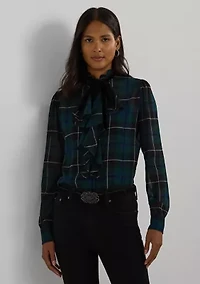 Women's Plaid Ruffle-Trim Georgette Blouse