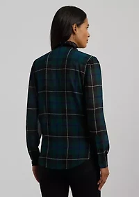 Women's Plaid Ruffle-Trim Georgette Blouse