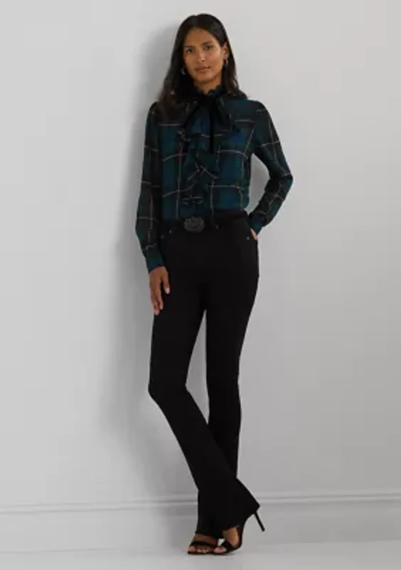 Women's Plaid Ruffle-Trim Georgette Blouse