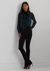 Women's Plaid Ruffle-Trim Georgette Blouse