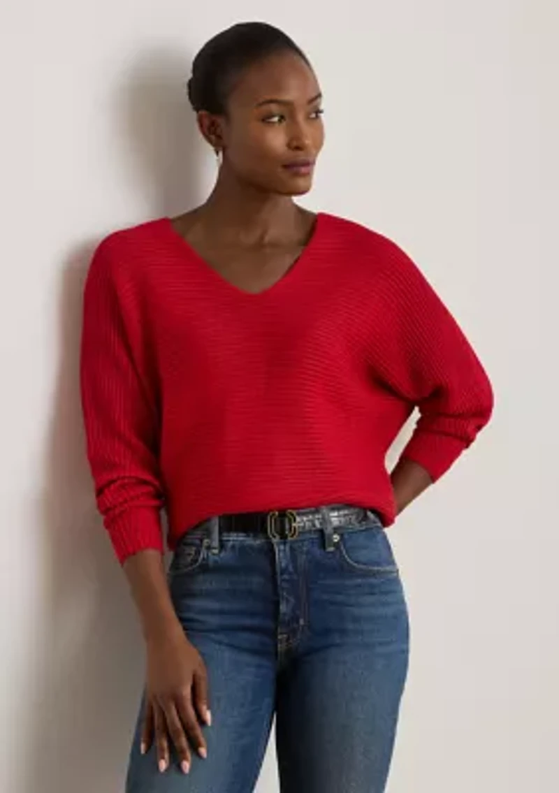 Women's Rib-Knit Dolman-Sleeve Sweater