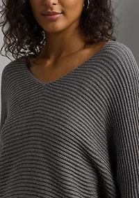 Metallic Rib Knit Dolman Sleeve Sweater