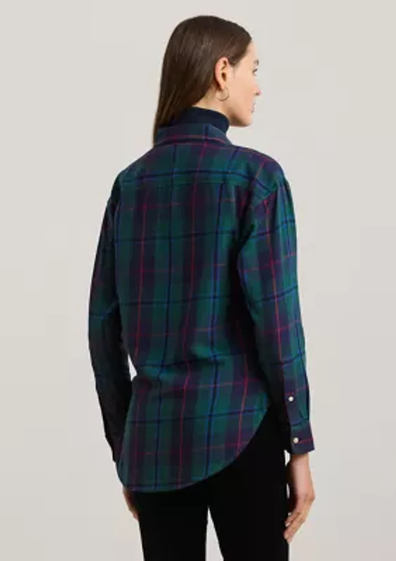 Relaxed Fit Black Watch Plaid Shirt