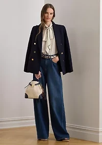 Women's Two-Tone Georgette Tie-Neck Blouse