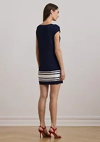 Two Tone Cap Sleeve Shift Sweater Dress