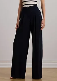 Pleated Stretch Jersey Wide-Leg Pants