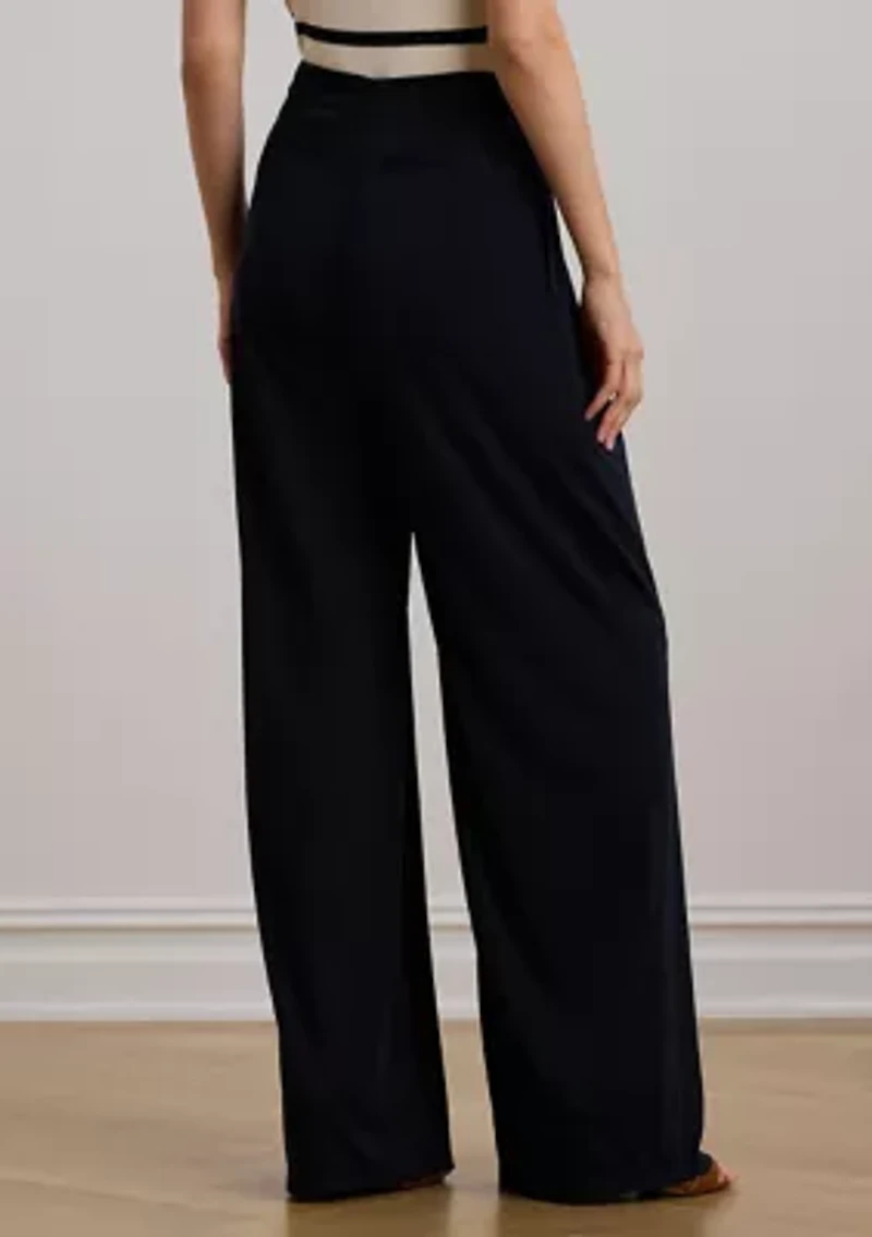Pleated Stretch Jersey Wide-Leg Pants