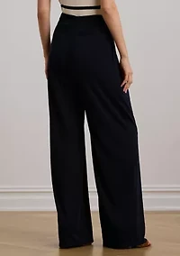 Pleated Stretch Jersey Wide-Leg Pants